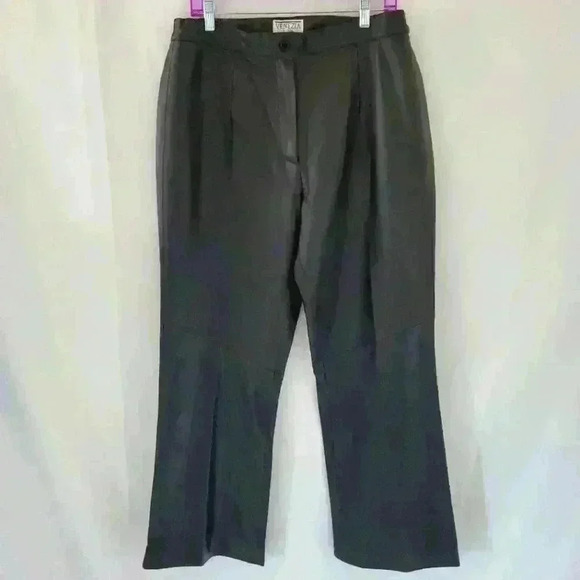 Venezia Pants - Genuine Leather Plus Size High Rise Pants Lined Black Vintage Size 16W